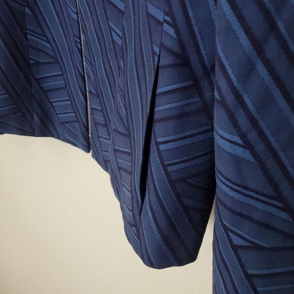 JM Studio by John Meyer Jacket 16 Blue Striped Full Zip Business Classic Modest - Picture 8 of 8